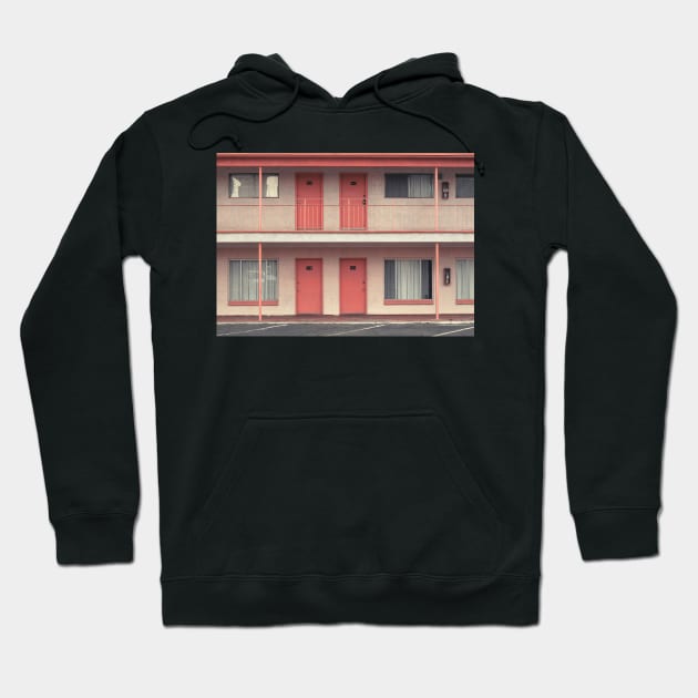 Living Coral Pastel Color Motel in Las Vegas, Nevada, USA Hoodie by Reinvention